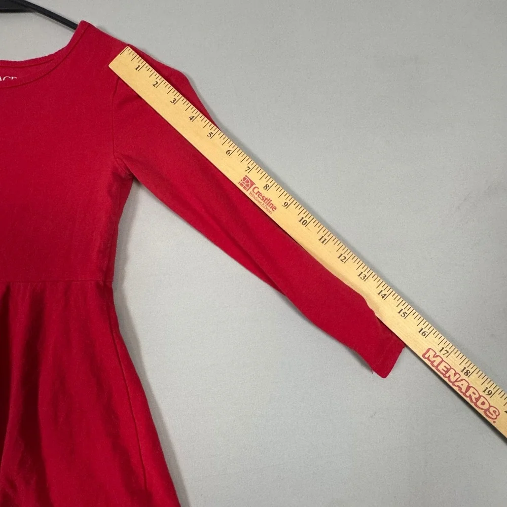 Children's Place Skater Dress Kids 5/6 Red New Heart Cutout Back Long Sleeve